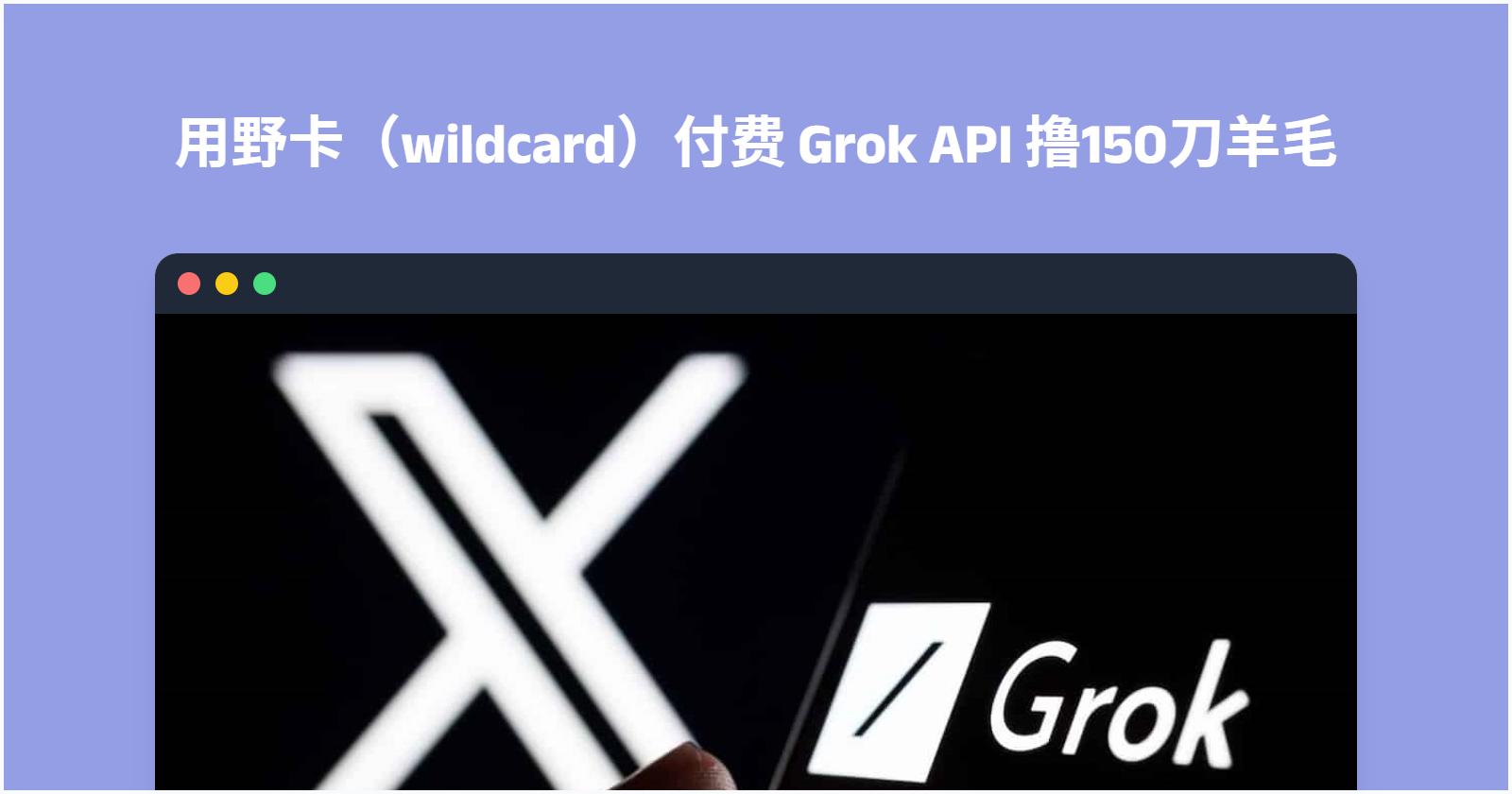 成功用野卡（wildcard）付费 Grok，撸150刀羊毛